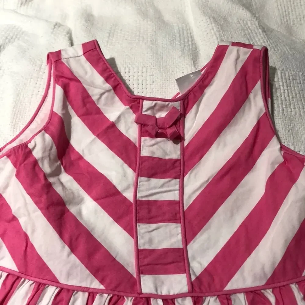 Gymboree bubble gum pink white stripe dress worn 1